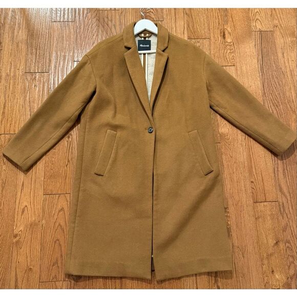 Madewell camel cocoon wool blend longline peacoat size M - Picture 6 of 9